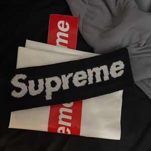 Supreme Black and White Logo Headband